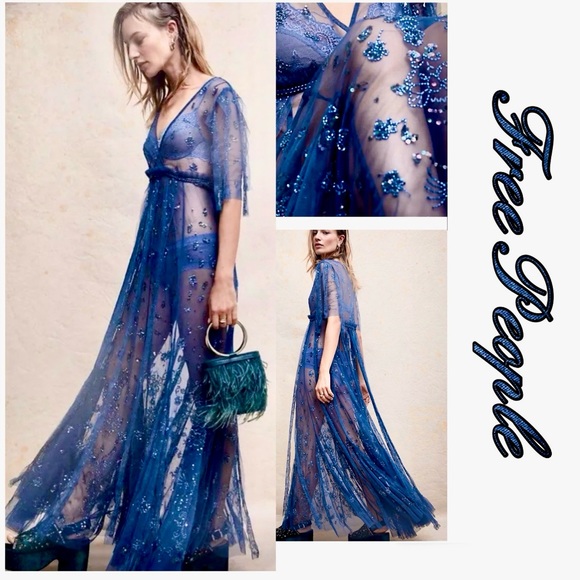 SOLD!! NWT Free People Sascha Sequin Maxi Dress with Original Included Slip (4) - Picture 11 of 12